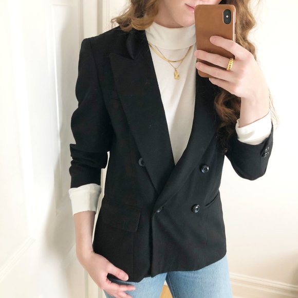 Vintage Jackets & Blazers - Vintage Parisian Oversized Double Breasted Blazer